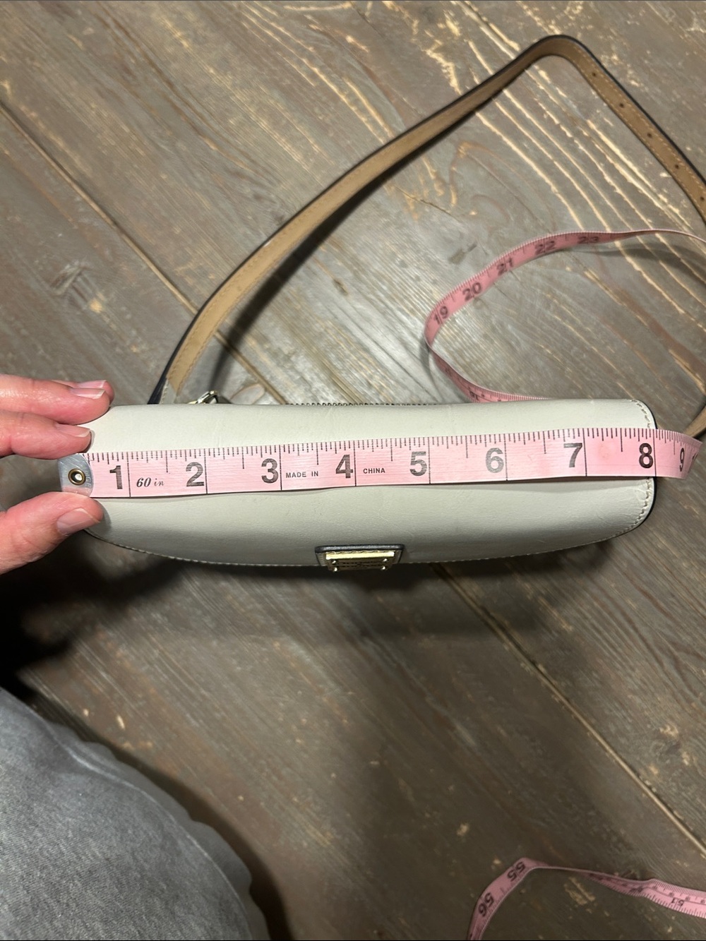 Dooney & Bourke Off-White Genuine Leather Crossbody with Tan Strap - Picture 14 of 15